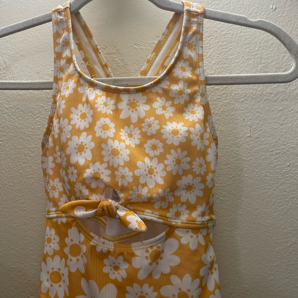 Yellow Daisy Cutout One-Piece Swimsuit